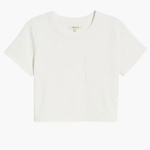Madewell Cropped White Pocket Tshirt